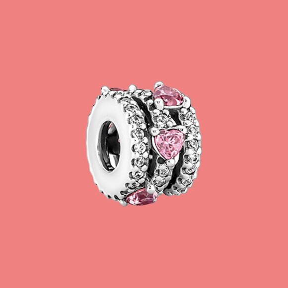 NEW Authentic Pandora Sparkling TRIPLE HALO Hearts Cham / Pandora Bracelet - Picture 1 of 1